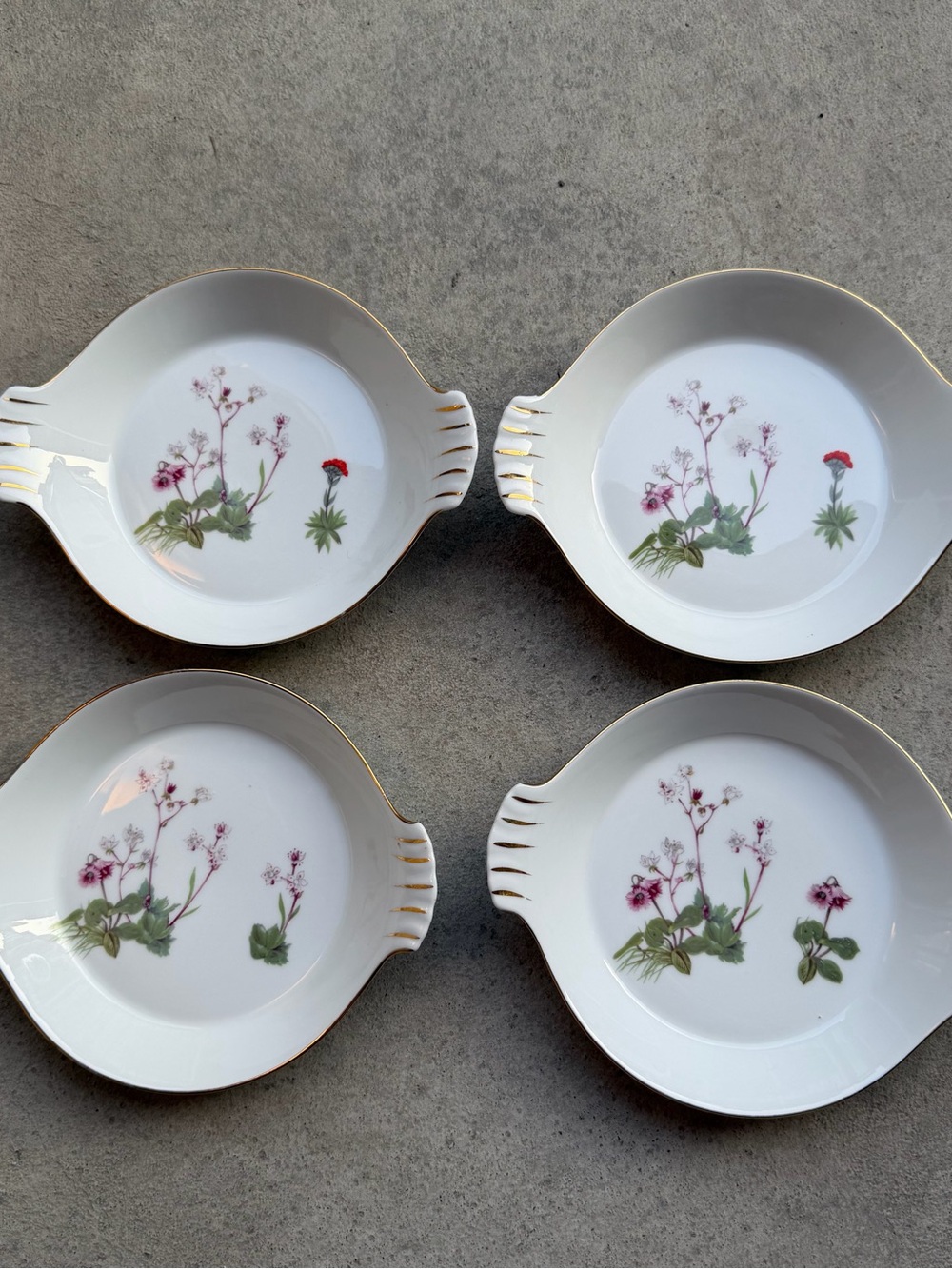 Porcelain Floral Serving Bowls - Vintage Louis Lourioux France  (Set of 4)